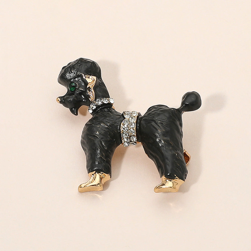 Madeline Love Black Gold Dipped Enamel Poodle Dog Pin Brooch - Brooches