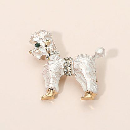 Madeline Love White Gold Dipped Enamel Poodle Dog Pin Brooch - Brooches