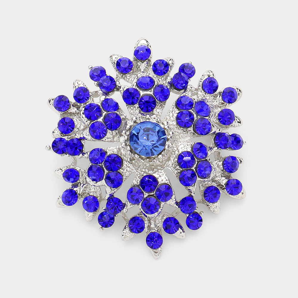 Madeline Love Blue Bubble Stone Cluster Snowflake Pin Brooch - Brooches