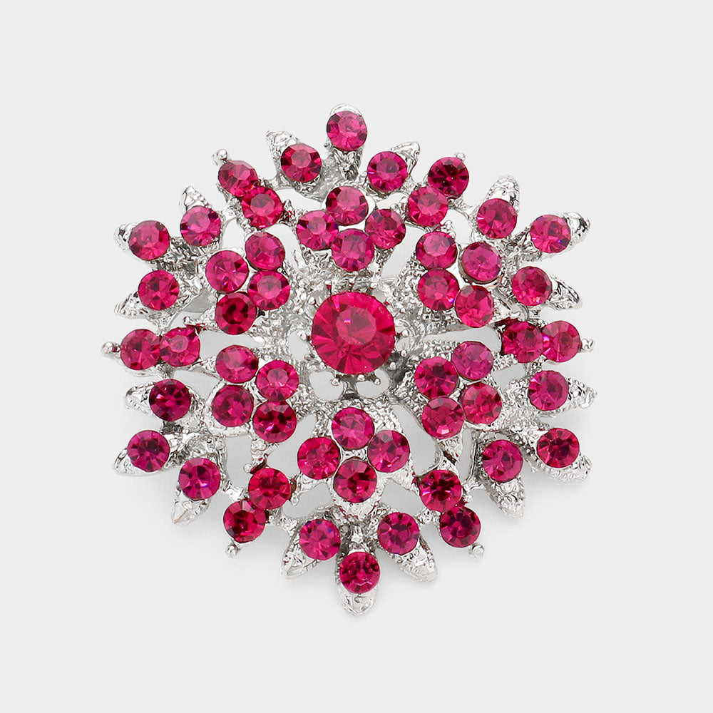 Madeline Love Fuchsia Bubble Stone Cluster Snowflake Pin Brooch - Brooches