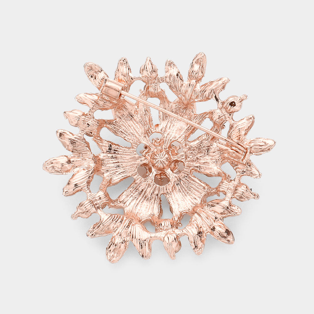 Madeline Love Peach, Rose Gold Bubble Stone Cluster Snowflake Pin Brooch - Brooches - desc