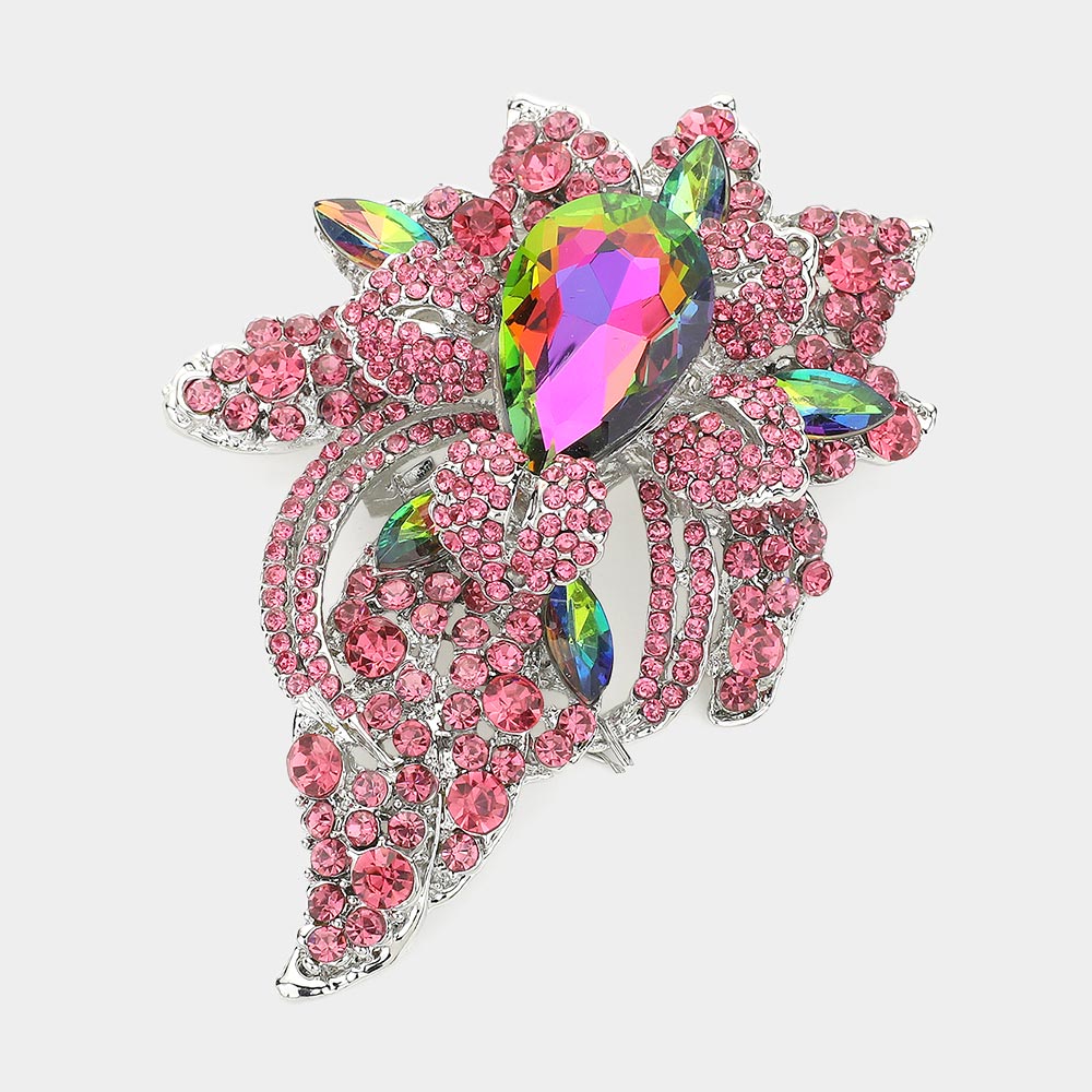 Madeline Love Default Floral Crystal Pave Bouquet Brooch Pendant - Brooches