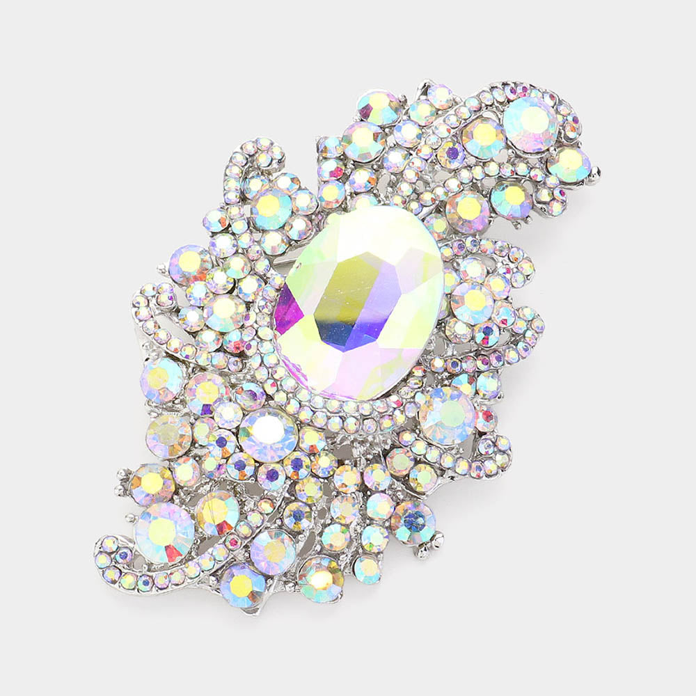 Madeline Love AB Crystal Oval Accented Bouquet Pin Brooch