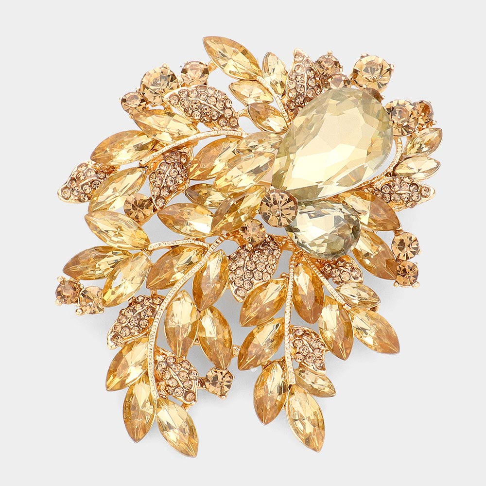 Madeline Love Topaz Floral Crystal Rhinestone Bouquet Brooch / Pendant