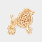 Madeline Love Clear, Cream, Gold Crystal Pearl Poodle Brooch - Brooches - desc