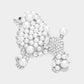 Madeline Love Silver Crystal Pearl Poodle Brooch - Brooches