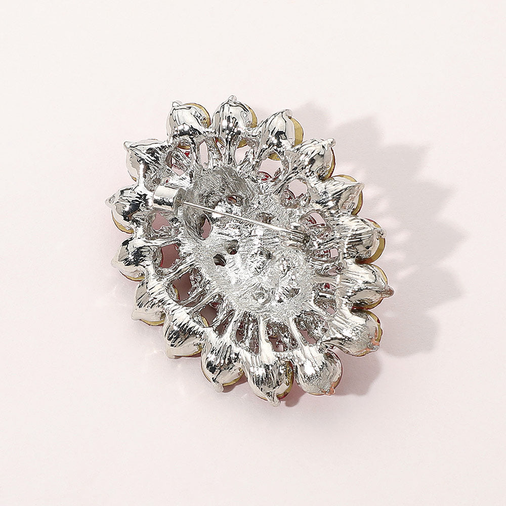 Madeline Love Fuchsia Glass crystal cluster oval brooch - Brooches - extra
