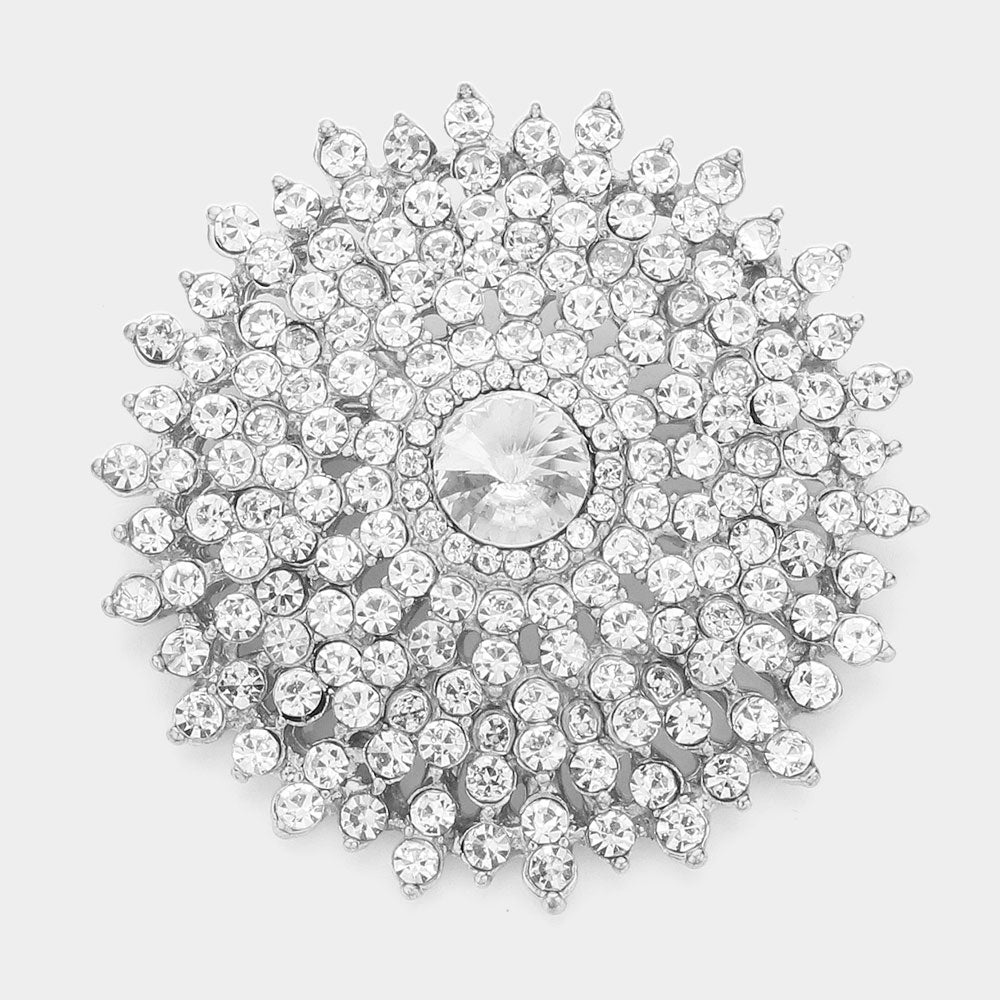 Madeline Love Silver Glass Crystal Bubble Pin Brooch