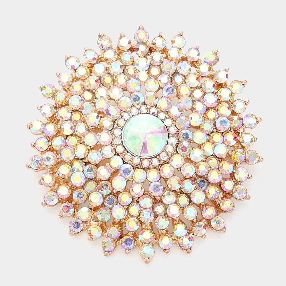 Madeline Love AB, Gold Glass Crystal Bubble Pin Brooch