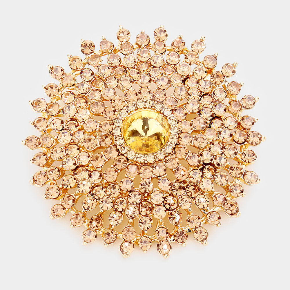 Madeline Love Lt Col Topaz Glass Crystal Bubble Pin Brooch
