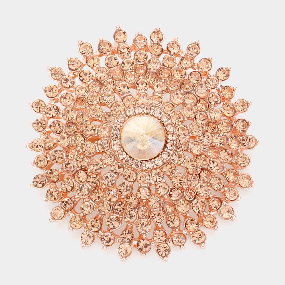 Madeline Love Peach, Rose Gold Glass Crystal Bubble Pin Brooch