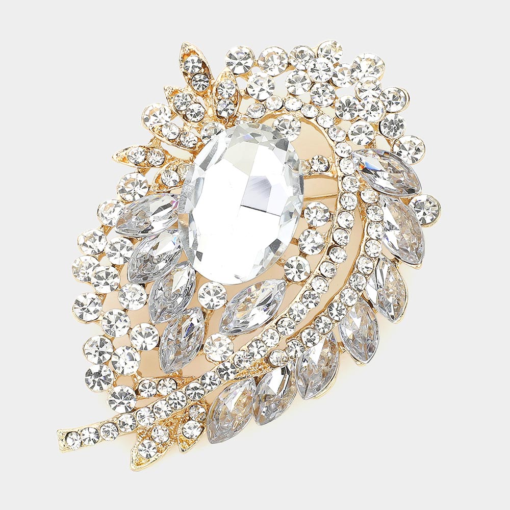 Madeline Love Gold Oval Stone Accented Bouquet Pin Brooch