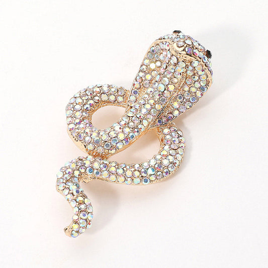 Madeline Love AB, Gold Stone Paved Cobra Snake Pin Brooch