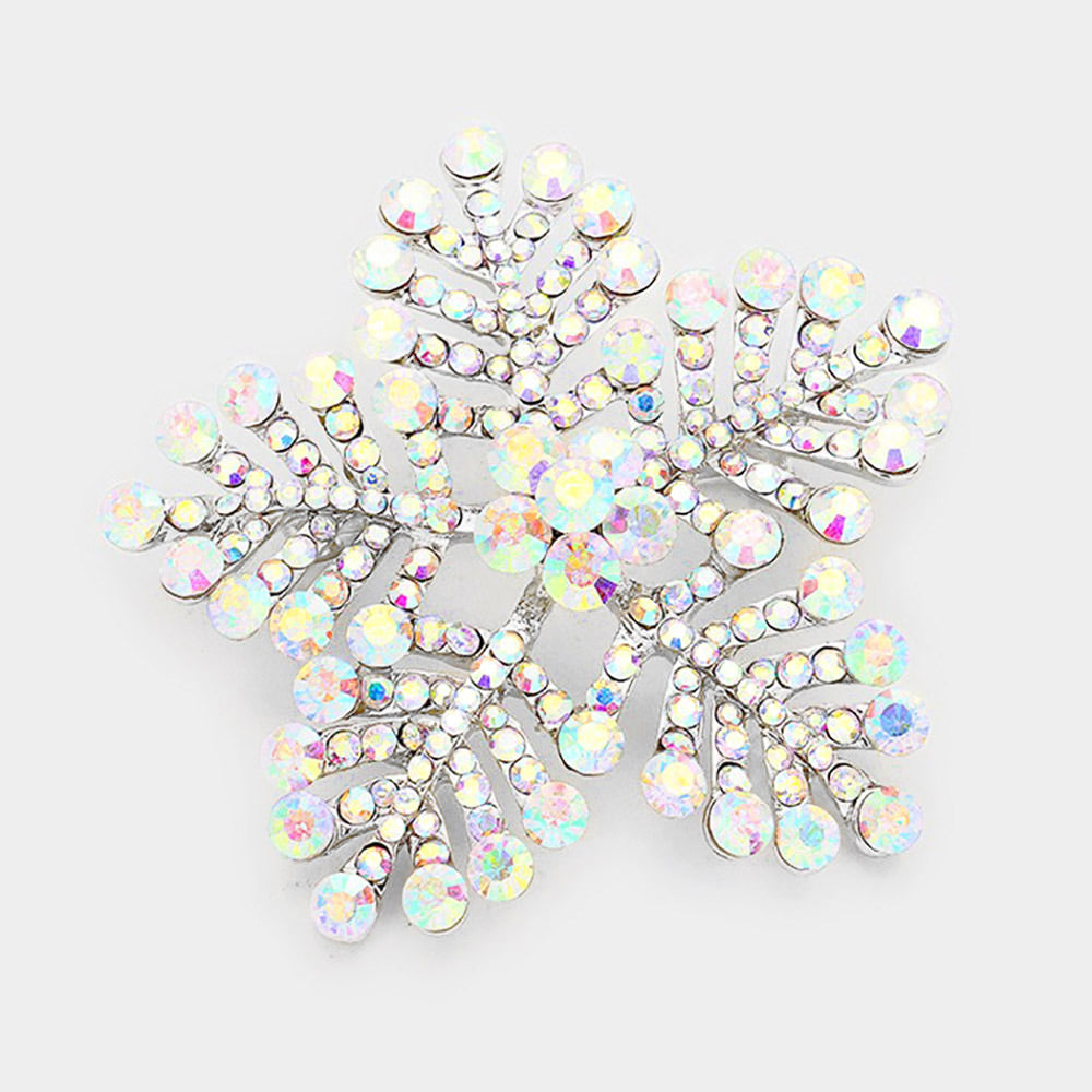 Madeline Love AB, Silver Crystal Pave Snowflake Pin Brooch