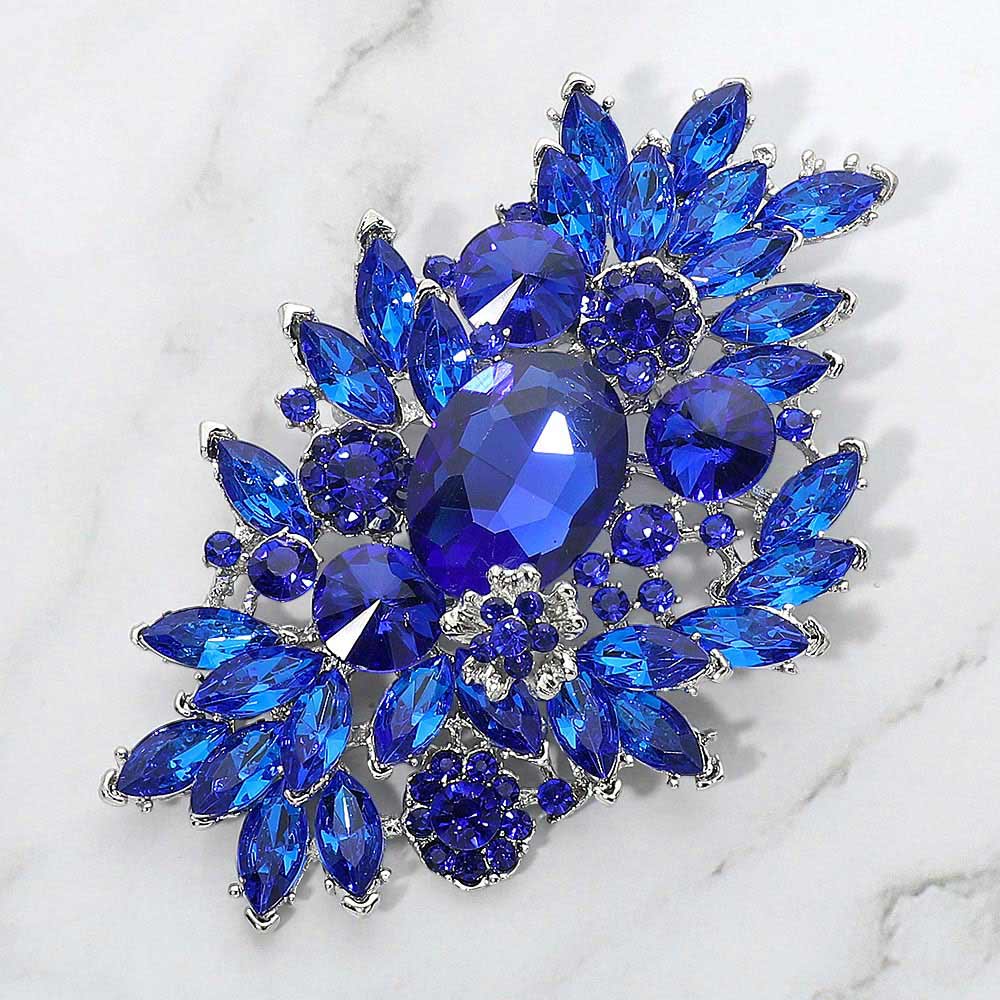 Madeline Love Blue Glass Crystal Bouquet Pin Brooch
