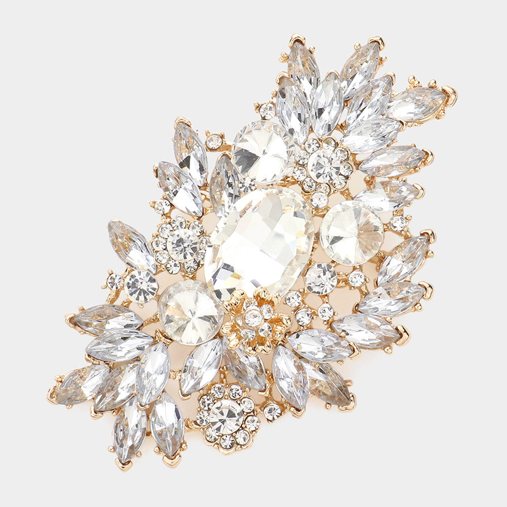 Madeline Love Gold Glass Crystal Bouquet Pin Brooch