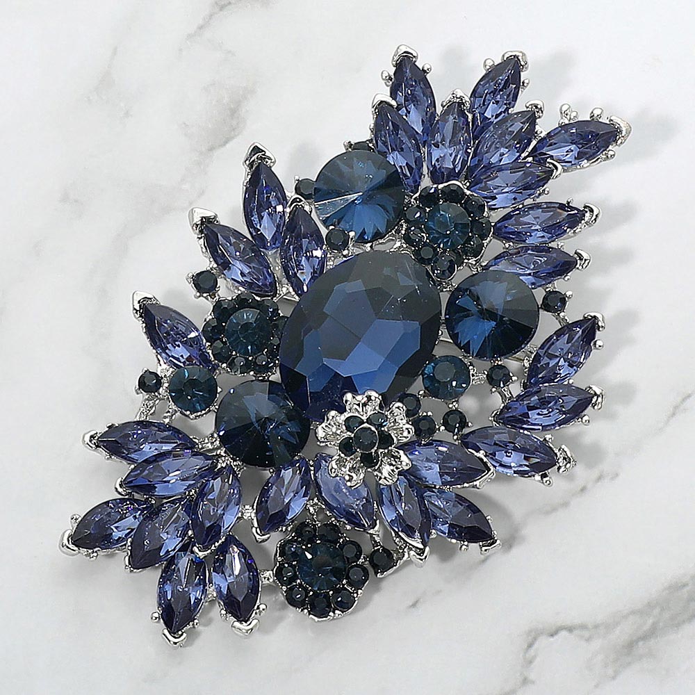 Madeline Love Montana Blue Glass Crystal Bouquet Pin Brooch