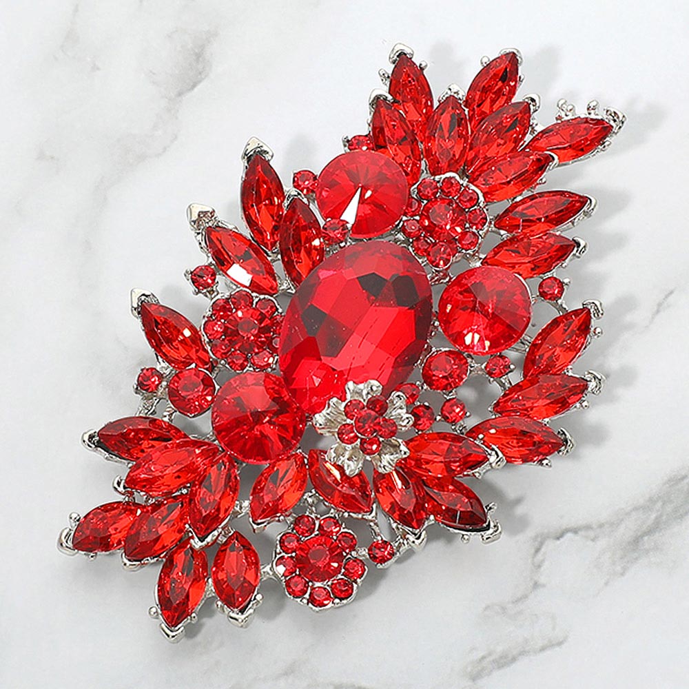 Madeline Love Red Glass Crystal Bouquet Pin Brooch