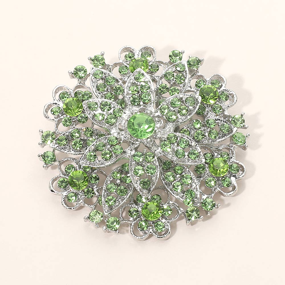 Madeline Love Green Vintage Floral Crystal Pin Brooch