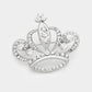 Madeline Love Silver Stone Embellished Crown Pin Brooch - Brooches