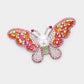 Madeline Love Gold, Pink Pearl Rhinestone Pave Butterfly Pin Brooch - Brooches