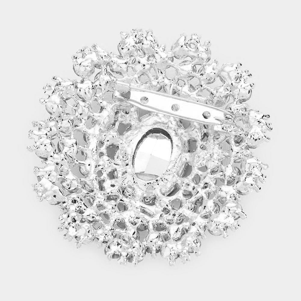 Madeline Love Blue Oval Stone Centered Pin Brooch - Brooches - desc
