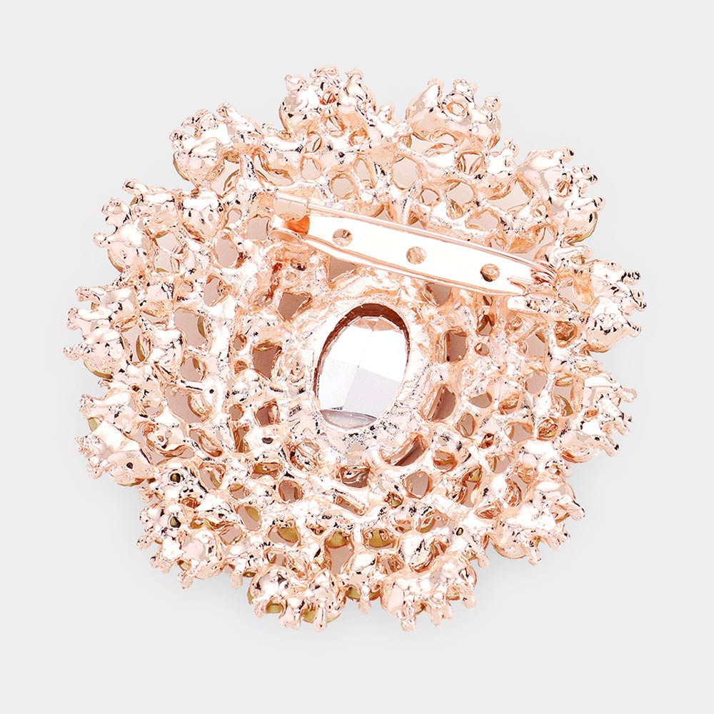Madeline Love Peach Oval Stone Centered Pin Brooch - Brooches - desc