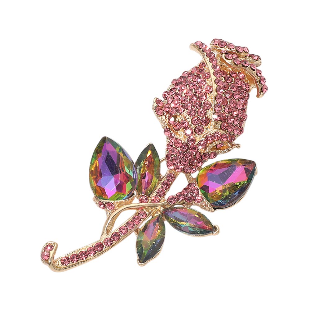 Madeline Love Gold, Vitrail Medium Multi Stone Embellished Metal Tulip Flower Pin Brooch - Brooches - extra
