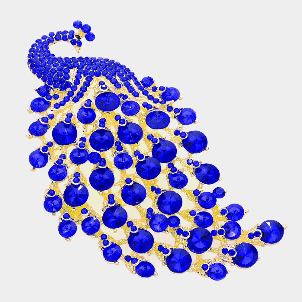 Madeline Love Blue Bubble Stone Cluster Peacock Pin Brooch