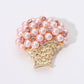 Madeline Love Gold, Pink Pearl Bouquet Pin Brooch - Brooches