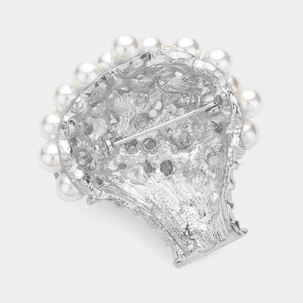 Madeline Love Silver Pearl Bouquet Pin Brooch - Brooches - desc