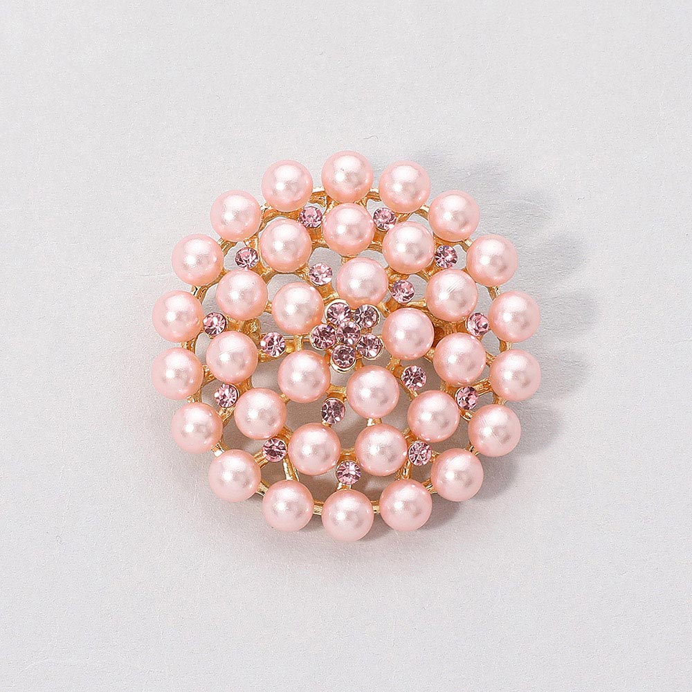 Madeline Love Gold, Pink Rhinestone Pointed Pearl Pin Brooch / Pendant - Brooches