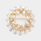Madeline Love Gold Peal Embellished Pin Brooch - Brooches