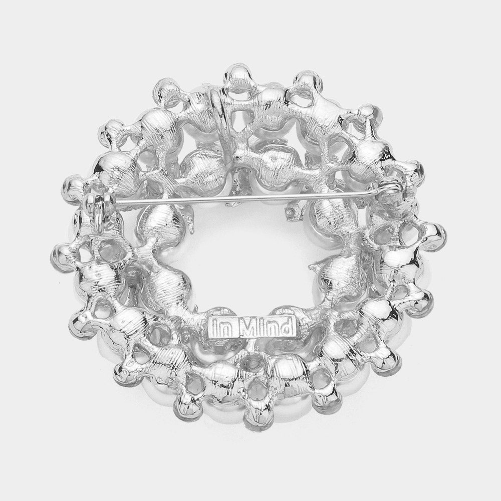 Madeline Love Silver Peal Embellished Pin Brooch - Brooches - desc