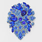 Madeline Love Blue, Rhodium Floral Crystal Rhinestone Pin Brooch - Brooches