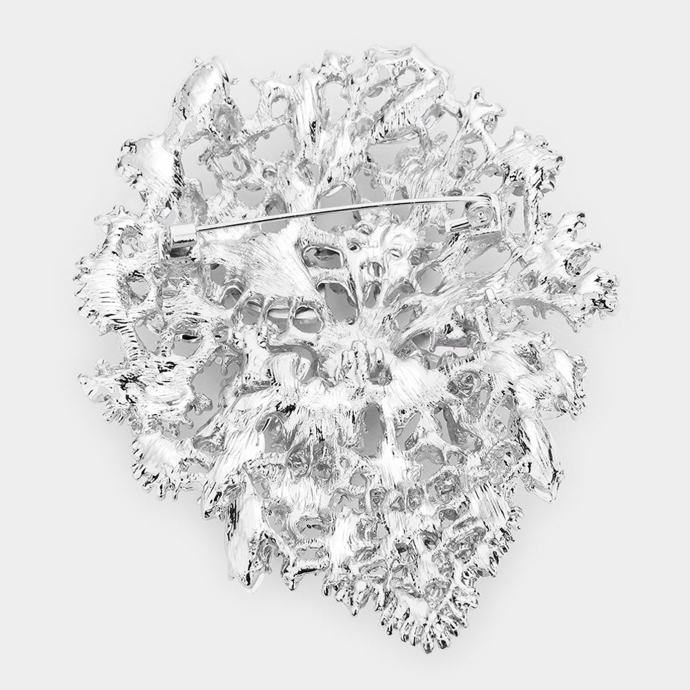 Madeline Love Emerald Floral Crystal Rhinestone Pin Brooch - Brooches - desc
