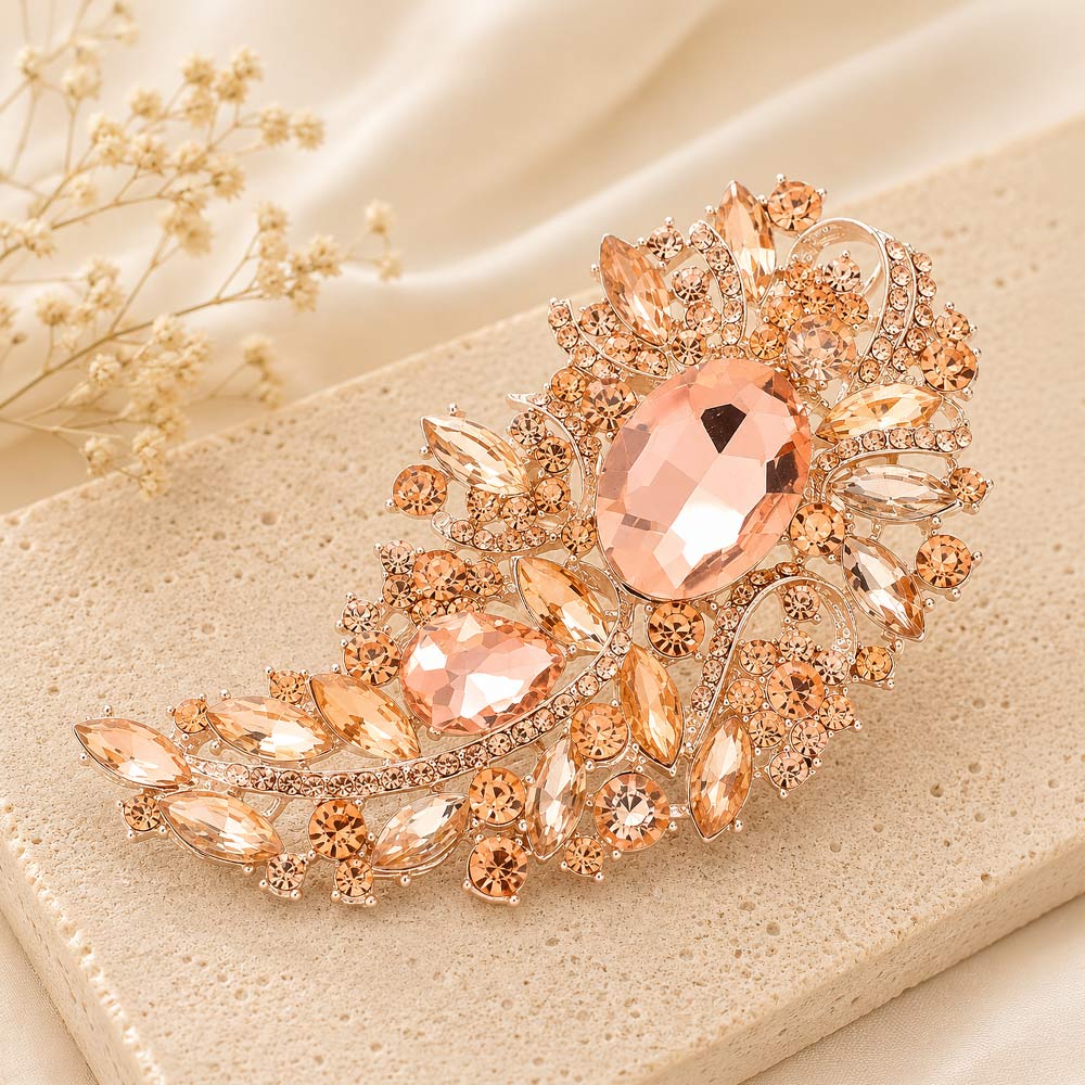 Madeline Love Peach Multi Stone Embellished Pin Brooch