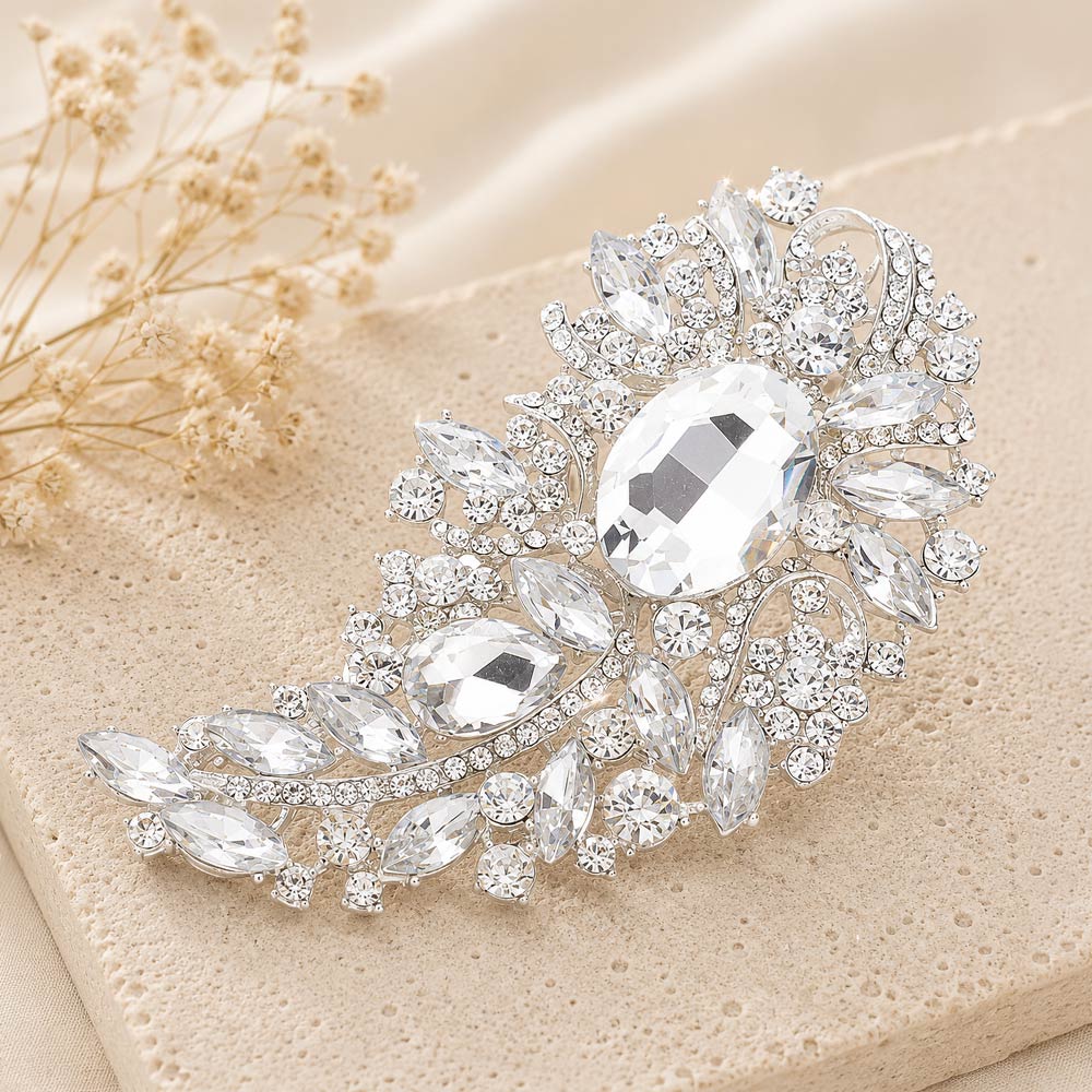 Madeline Love Silver Multi Stone Embellished Pin Brooch