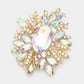Madeline Love AB, Gold Crystal Flower Leaf Cluster Pin Brooch - Brooches