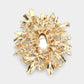 Madeline Love AB, Gold Crystal Flower Leaf Cluster Pin Brooch - Brooches - desc