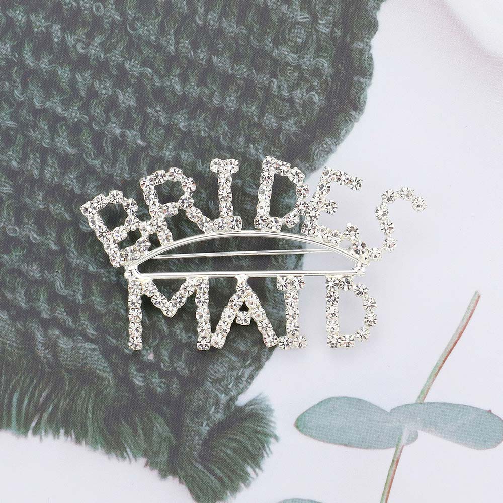 Madeline Love Silver BRIDES MAID Rhinestone Pin Brooch - Brooches