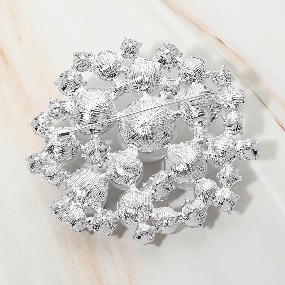 Madeline Love Rhodium, White Pearl Cluster Pin Brooch - Brooches - extra