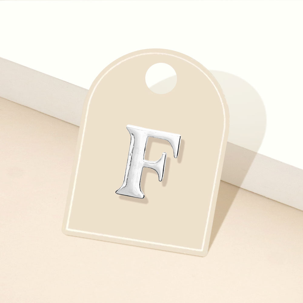 Madeline Love Silver, ~F~ -F- Metal Initial Monogram Lapel Mini Pin Brooch - Brooches