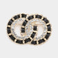 Madeline Love Black, Gold Stone Embellished Double Open Circle Link Pin Brooch - Brooches