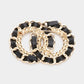 Madeline Love Black, Gold Stone Embellished Double Open Circle Link Pin Brooch - Brooches - desc