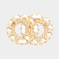 Madeline Love White Stone Embellished Double Open Circle Link Pin Brooch - Brooches - desc