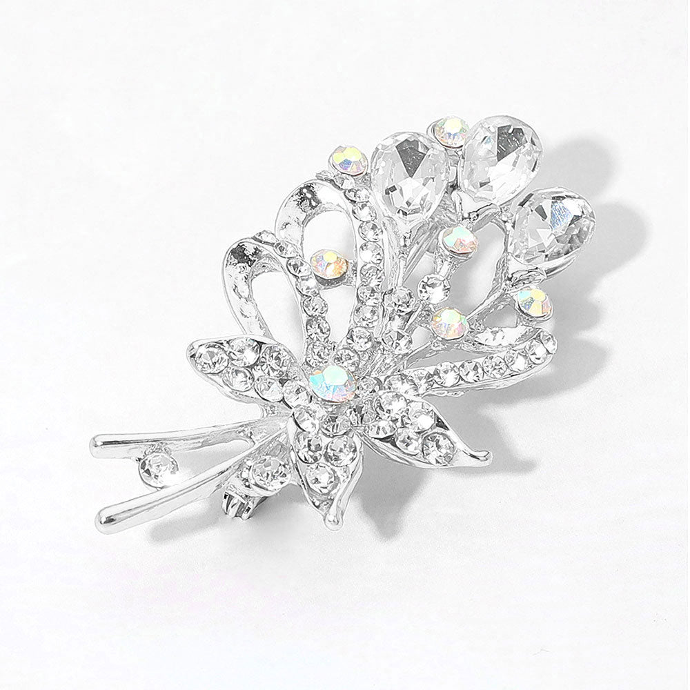 Madeline Love Rhodium Teardrop Stone Accented Flower Bouquet Pin Brooch