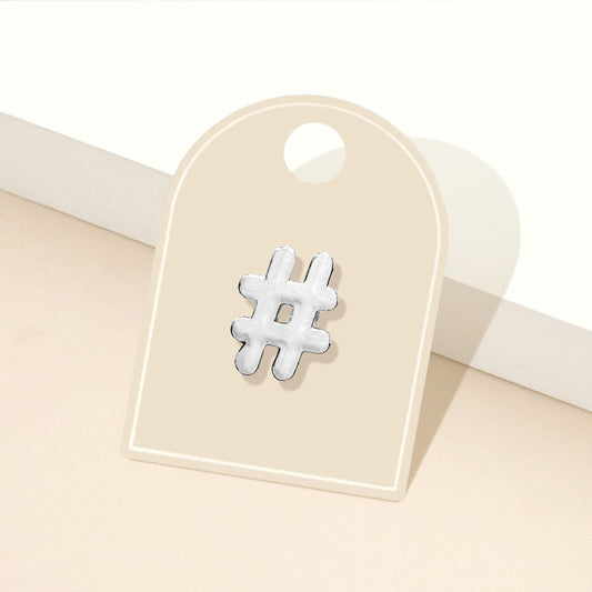 Madeline Love Silver Metal Hashtag Lapel Mini Pin Brooch - Brooches