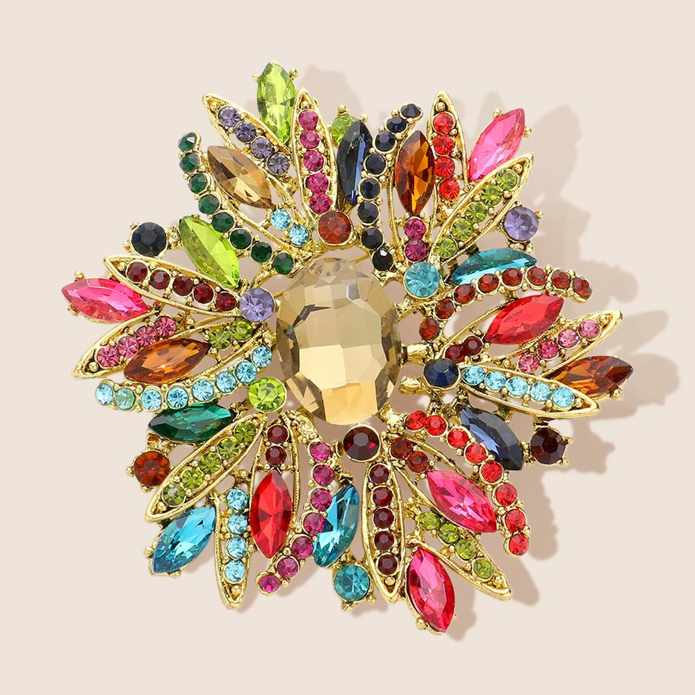 Madeline Love Multi Glass Crystal Flower Brooch Pendant