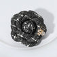 Madeline Love Black Enamel Flower Number Five Pointed Tweed Flower Pin Brooch Hair Clip - Brooches